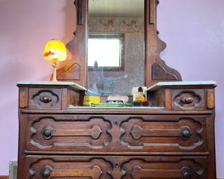 Fantastic Eastlake dresser with marble top inset 