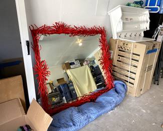 Vintage 1960s Wrought Iron coral mirror 