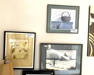 Vintage framed water color - signed,  Framed Farmhouse art prints signed by the artist