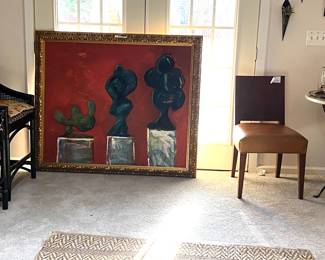  Large Modern Art canvas with gold leaf frame 