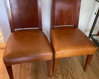 PAIR RALPH LAUREN HOME COLLECTION LEATHER AND WOOD  