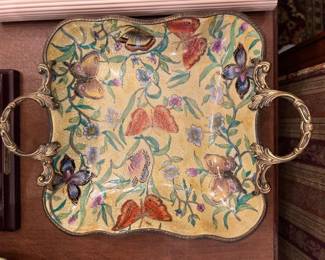 italian decorative platter tray butterfly