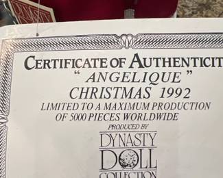 COA angelique christmas 1992 5,000 pieces