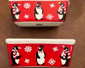 penguin christmas serving bakeware ceramic loaf 