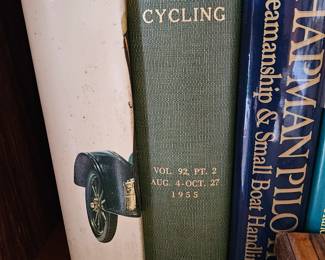 Books and magazines on Motor cycle, Chris Craft boats, yachts, Hot rod cars etc.