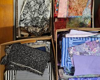 Boxes of quilting fabric sold by the box