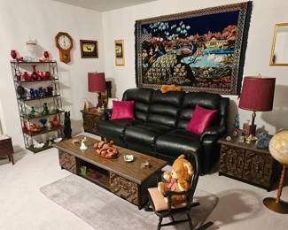 Black sofa, Velvet peacock wall Hanging