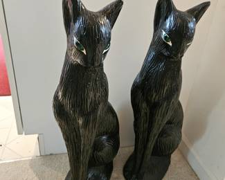 2 pottery made in Mexico Cat Banks 30"