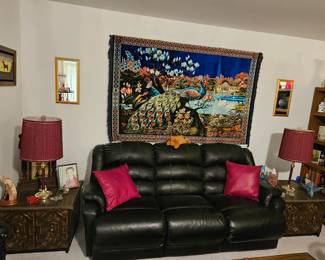 Black reclining sofa VG condition