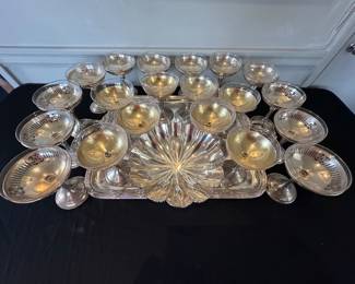 Sterling and Crystal Coupe Champagne Glasses