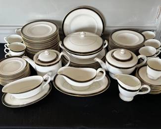 Royal Worcester Fine Bone China Table Service "Howard" pattern, Black & Gold Trim