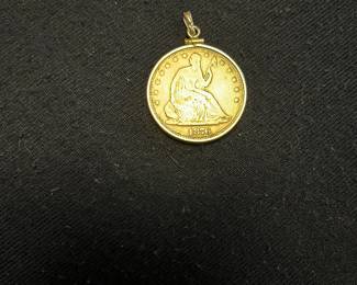1876 Silver Half Dollar Necklace Piece
