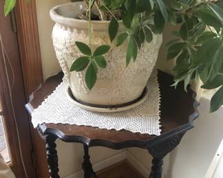 Round table with plant