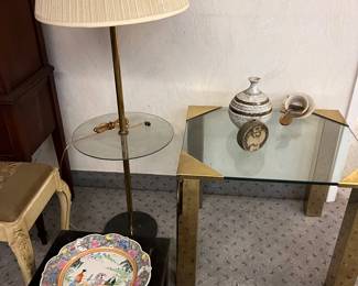 Mid century brass & glass cocktail table