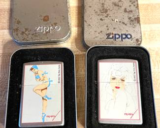 Large collection of old zippos