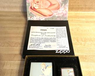 Large collection of old zippos