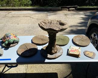 Stepping Stones, Birdbath and garden art