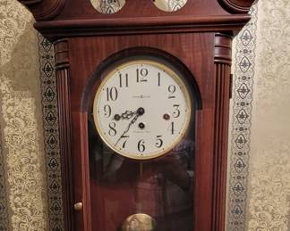 Howard Miller Mahogany Key Winding Wall Hanging Pendulum Clock Westminster Chime