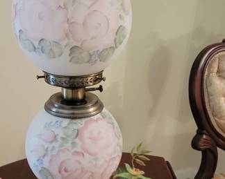 Fenton Hand Painted Parlor Lamp