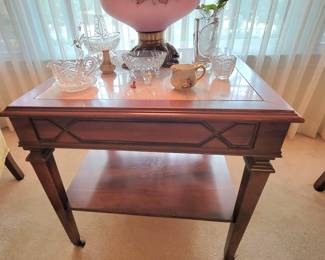Wood and Marble End Table