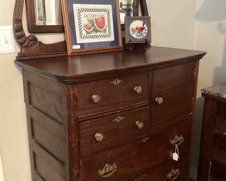 Antique chest and mirror