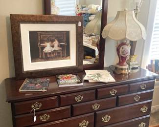 Double dresser (with mirror) has a coordinating highboy
