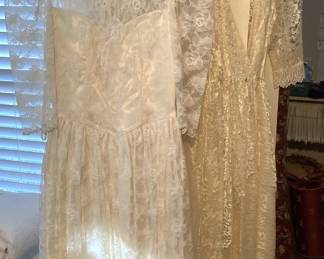 Vintage wedding dress; vintage lingerie