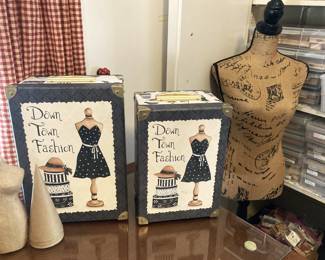 Decorative boxes and dress form