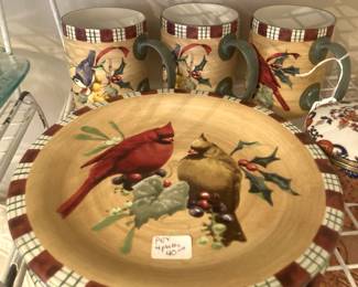 Lenox "Winter Greetings" - 4 plates; 3 mugs