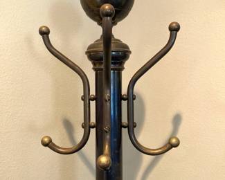 Freestanding antique brass hat rack