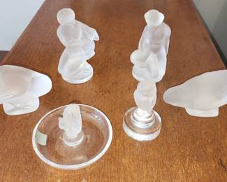 Signed Lalique glass pieces