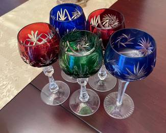 vintage jewel-tone Bohemian wine glasses