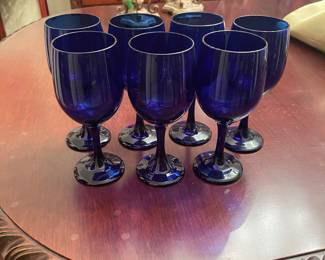 MCM - Beautiful set of vintage cobalt blue stemmed wine/water glasses