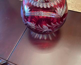 Lausitzer Germany Cranberry Ruby Lead Crystal Bowl
