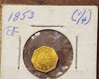 1853  1/4 dollar California gold token 