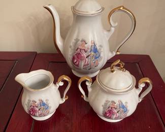 Vintage Victorian China Tea Set - Teapot, cream & sugar