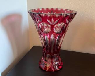 Cranberry glass vase