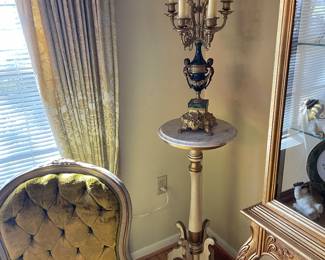  pair of tall marble-top display tables