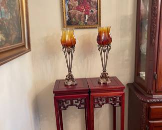 Asian influenced tall display tables