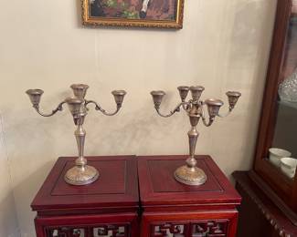 silver candelabra pair