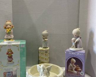 Precious Moments figurines and PartyLite candle holder