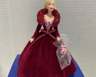 Barbie and Currier & Ives Christmas ornaments, plus Keepsake lighted ornament