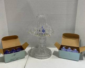 PartyLite Candles in boxes plus Crystal lamp candle holder