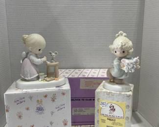 Precious Moments Figurines in boxes including Lord, Help me stick to my job