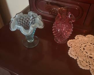 Fenton miniature hobnail vases
