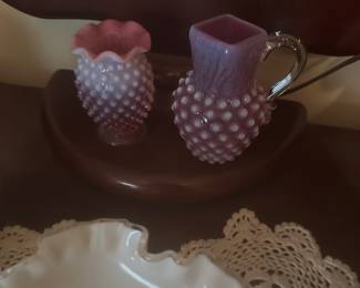 English hobnail small vases