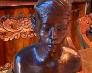 Vintage Hand Carved Hardwood Bust