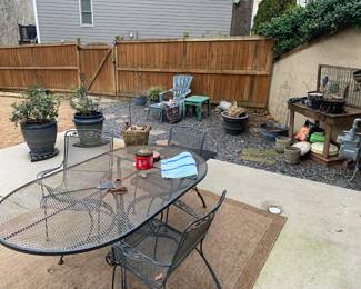 Lots of outdoor furniture, sound system and fire pit