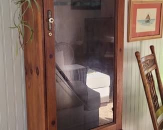 Gun cabinet with lock and key, 72" tall x 13" deep x 24" wide
