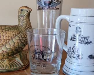 Harley Davidson beer glass, other glasses